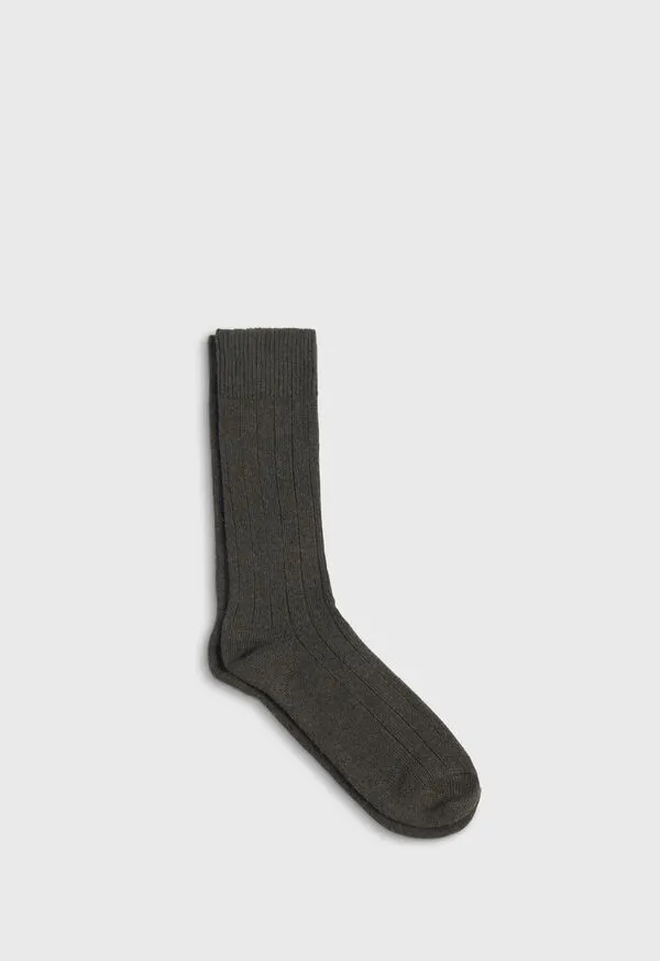 Socks Mens Paulstuart Cashmere Blend Ribbed Sock Brown Heather