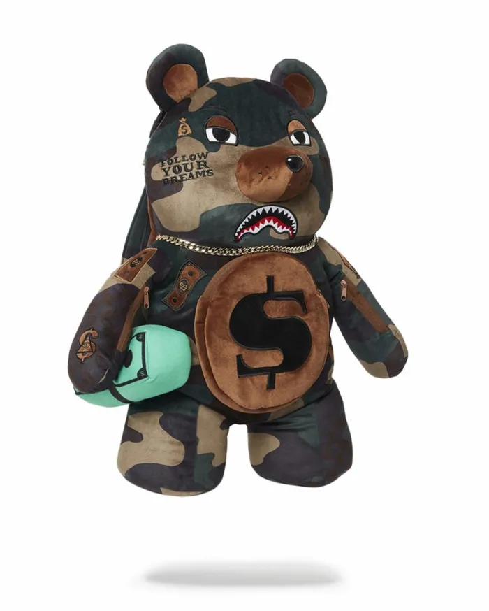 SPRAYGROUND CAMOCHECK MONEYBEAR TEDDYBEAR BACKPACK Bags