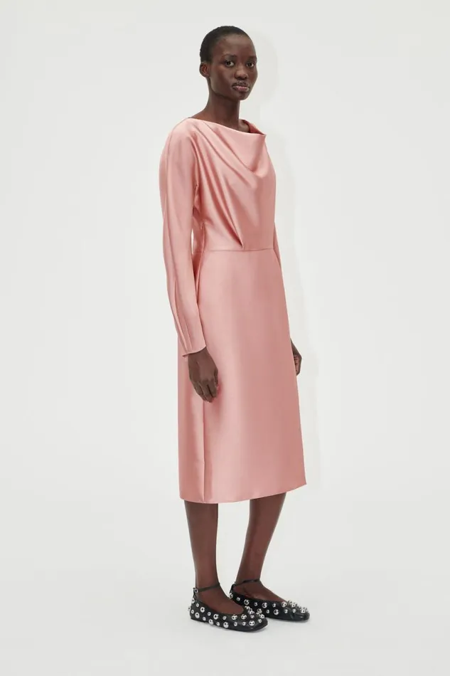 Stine Goya Dresses Long Sleeve Midi Dress 8211 Rose Tan 8211 Women