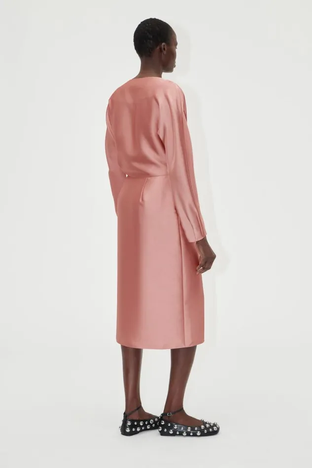 Stine Goya Dresses Long Sleeve Midi Dress 8211 Rose Tan 8211 Women