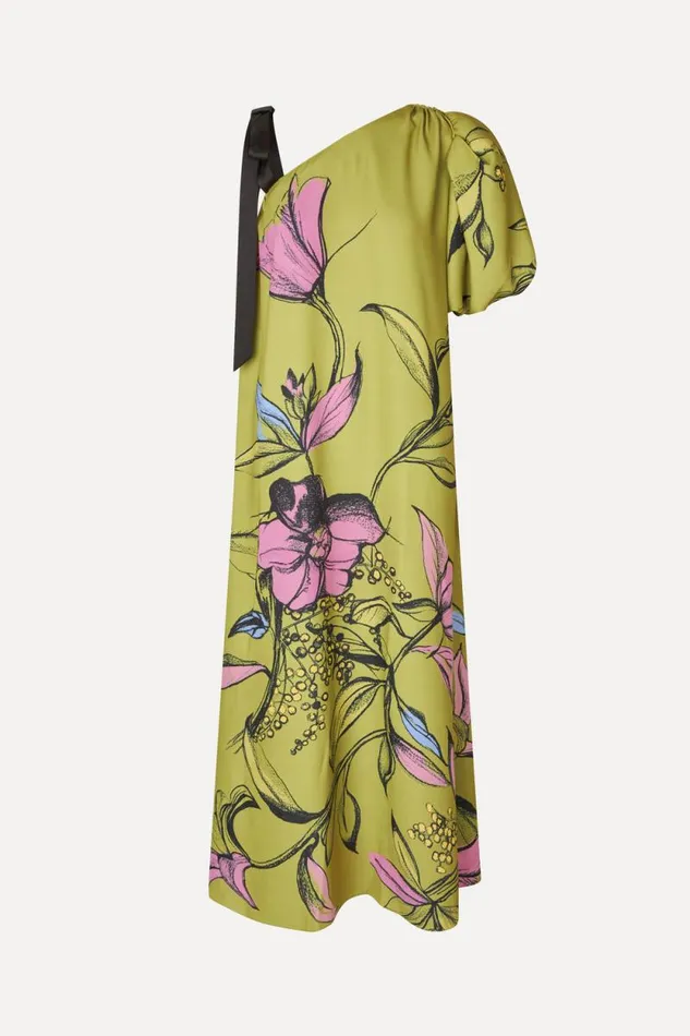 Stine Goya Dresses One Sleeve Maxi Dress WBow Strap 8211 Pencil Garden 8211 Women