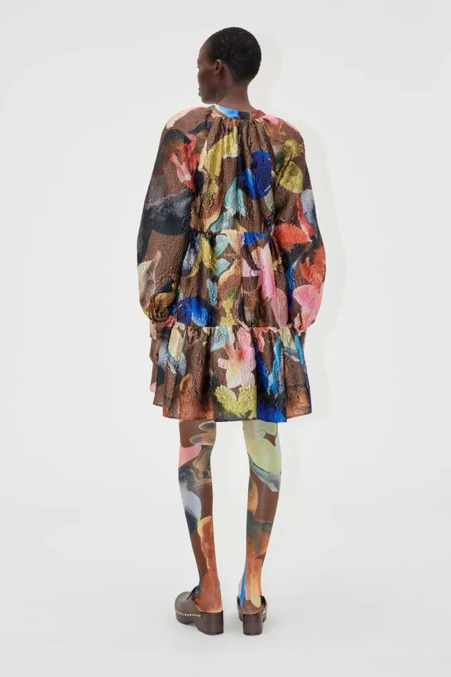 Stine Goya Dresses Tier Voluminous Mini Dress 8211 Aquarelle Garden 8211 Women