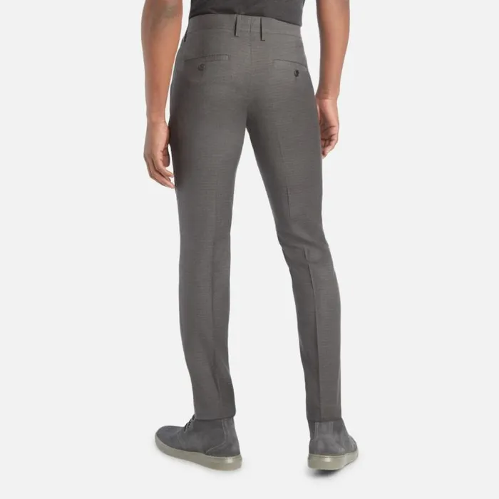 Stretch Micro Houndstooth Slim Fit Flex Waistband Flat Front Dress Pant Dk Grey Men Kenneth Cole Bottoms