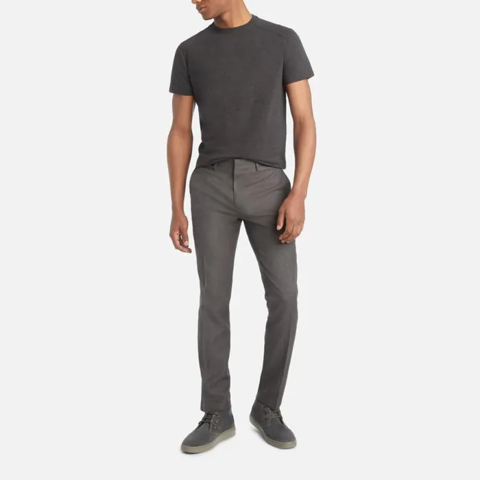 Stretch Micro Houndstooth Slim Fit Flex Waistband Flat Front Dress Pant Dk Grey Men Kenneth Cole Bottoms