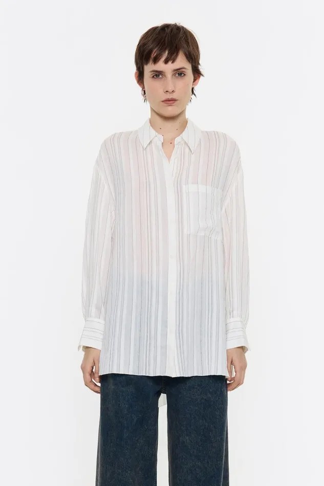 Striped Knot Back Tshirt White Women Bimba Y Lola Shirts