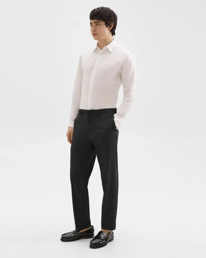 Suits Men Theory Curtis Drawstring Pant In Good Linen Black