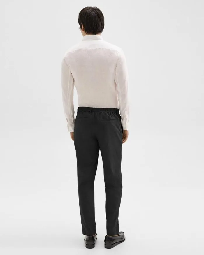 Suits Men Theory Curtis Drawstring Pant In Good Linen Black