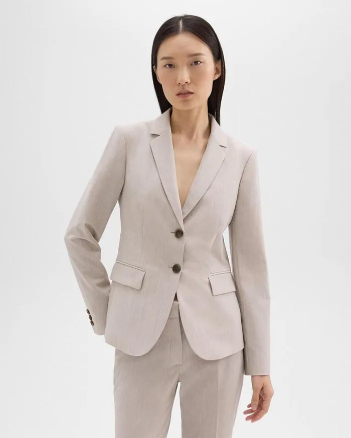 Suits Women Theory Carissa Blazer In Good Wool Sand Melange