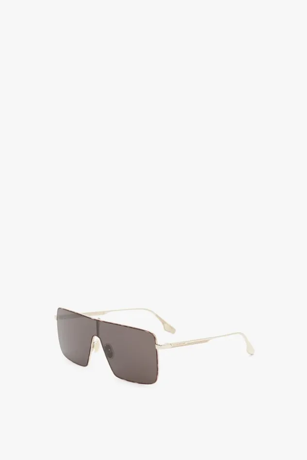 Sunglasses Women Victoria Beckham Rectangular Visor In GoldSmoke