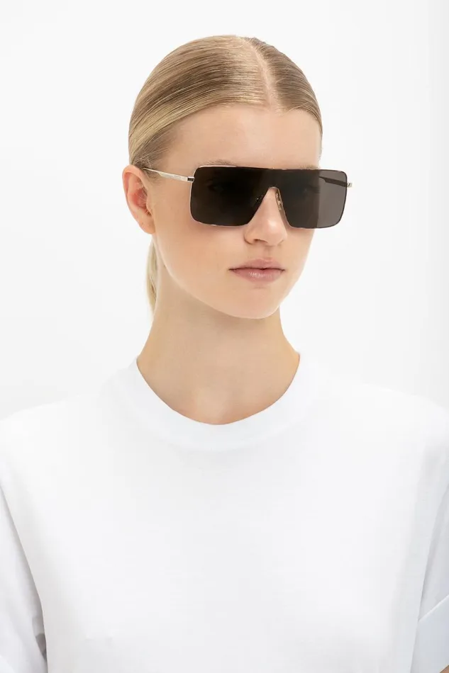 Sunglasses Women Victoria Beckham Rectangular Visor In GoldSmoke