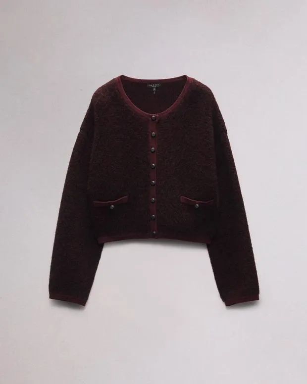 Sweaters and Sweatshirts Women Rag and Bone Kaia Boucle Cardigan Burgundy