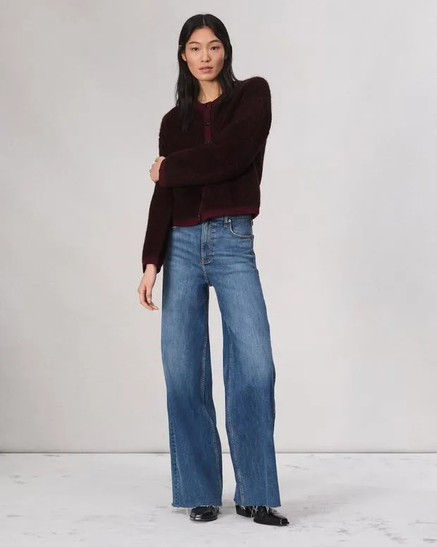 Sweaters and Sweatshirts Women Rag and Bone Kaia Boucle Cardigan Burgundy