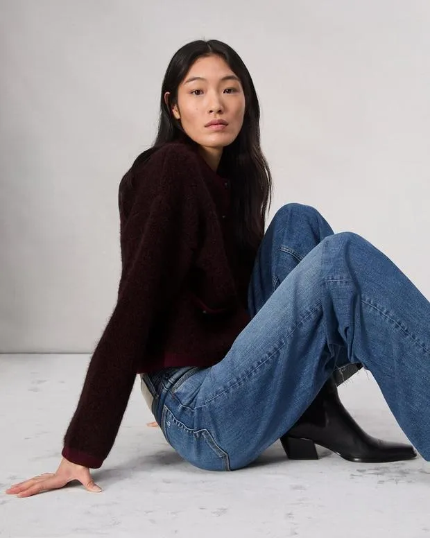Sweaters and Sweatshirts Women Rag and Bone Kaia Boucle Cardigan Burgundy