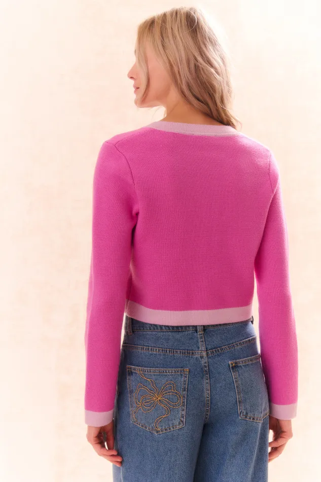 Sweaters Women LoveShackFancy Elif Cardigan Fuchsia Pop