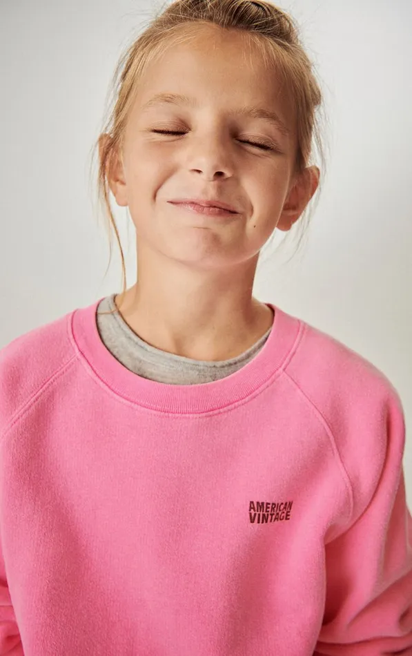 Sweatshirt Izubird Fluo Pink Kids American Vintage Sweatshirts Sweatshirt Izubird Fluo Pink Kids American Vintage Sweatshirts