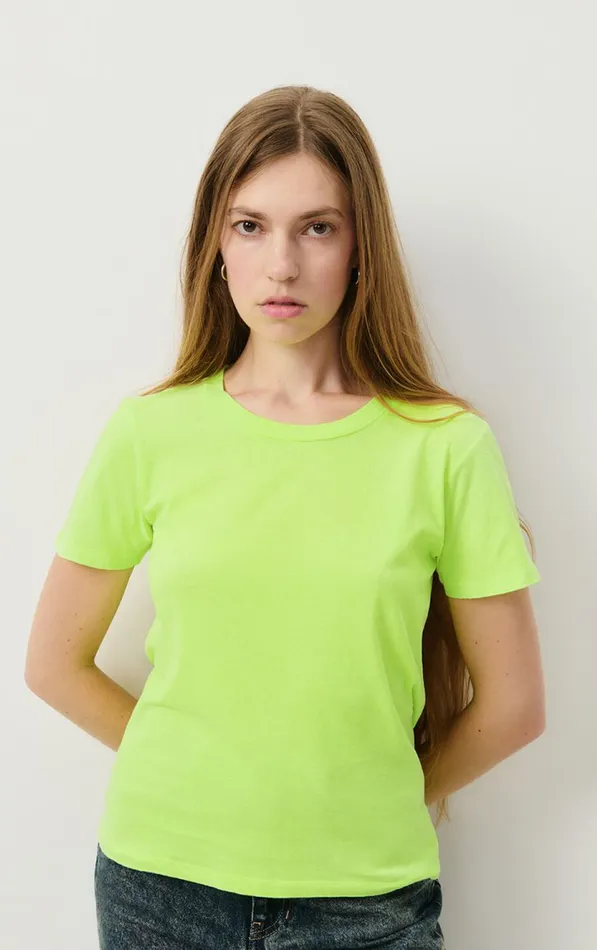 TShirt Gamipy Neon Yellow Women American Vintage Short Sleeve TShirts