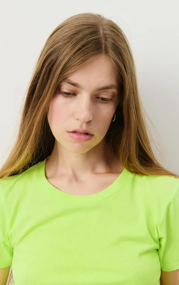 TShirt Gamipy Neon Yellow Women American Vintage Short Sleeve TShirts