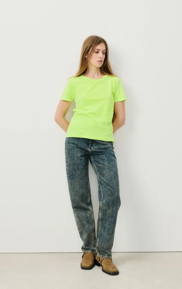 TShirt Gamipy Neon Yellow Women American Vintage Short Sleeve TShirts