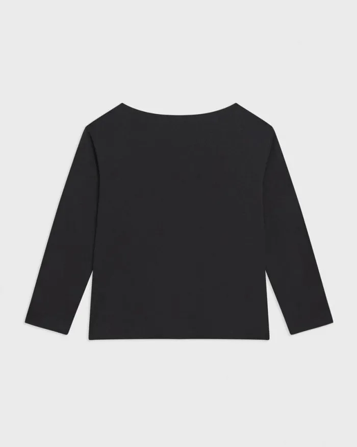 TShirts Tank Tops Women Theory Boat Neck Tee In Cotton Jersey Black TShirts Tank Tops Women Theory Boat Neck Tee In Cotton Jersey Black
