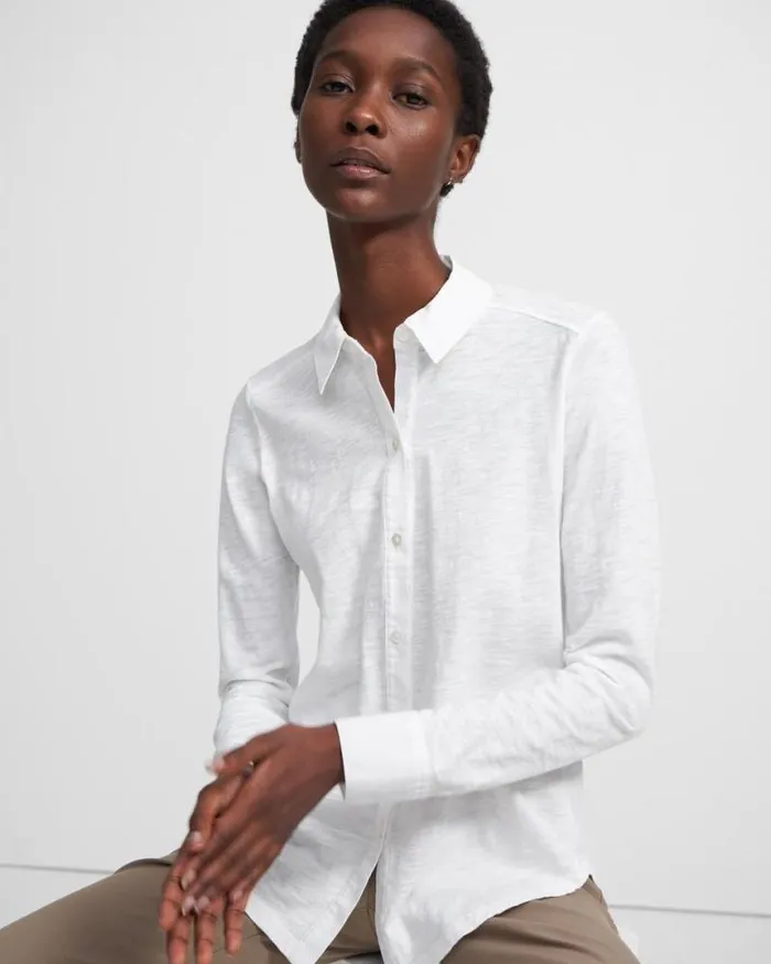 TShirts Tank Tops Women Theory Button Up Shirt In Organic Cotton White