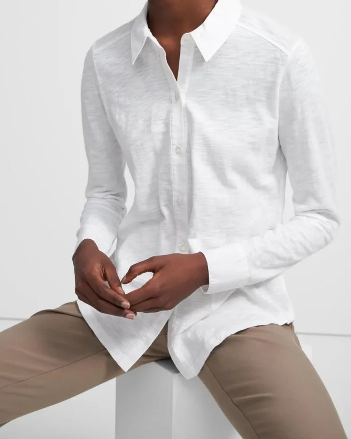 TShirts Tank Tops Women Theory Button Up Shirt In Organic Cotton White