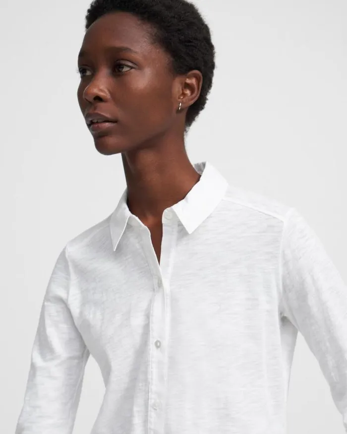TShirts Tank Tops Women Theory Button Up Shirt In Organic Cotton White