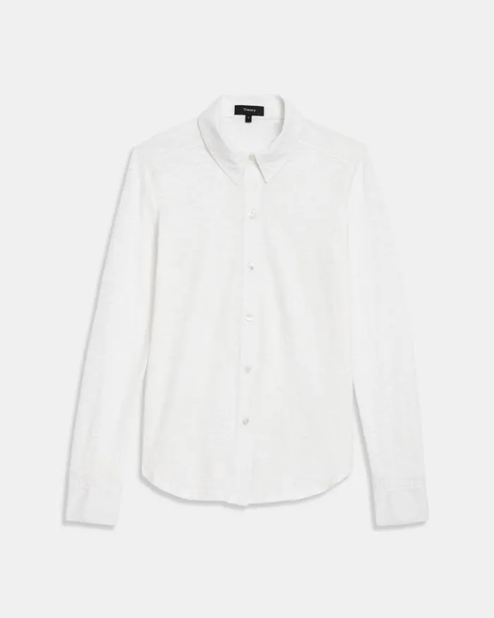 TShirts Tank Tops Women Theory Button Up Shirt In Organic Cotton White