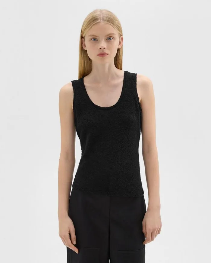 TShirts Tank Tops Women Theory Tiny Tank In Boucl Jersey Black