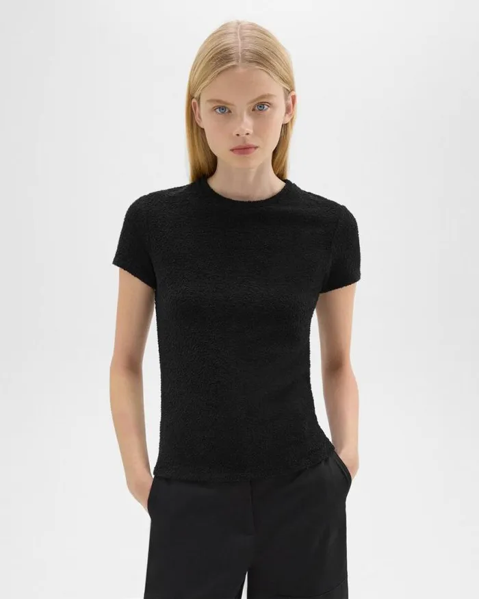 TShirts Tank Tops Women Theory Tiny Tee In Boucl Jersey Black
