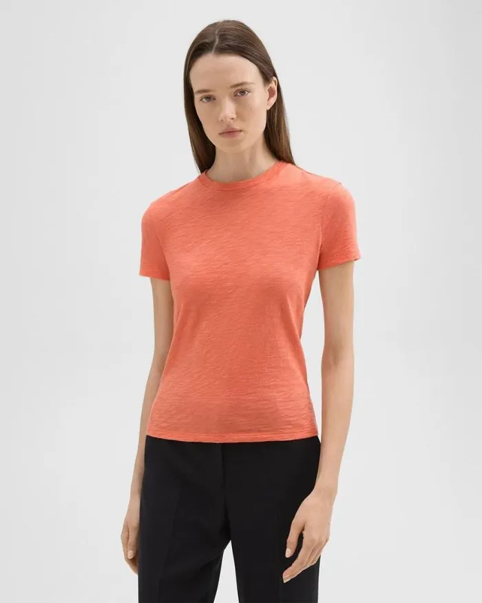 TShirts Tank Tops Women Theory Tiny Tee In Organic Slub Cotton Bright Coral