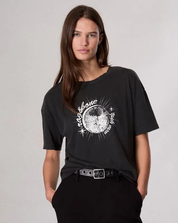 TShirts Women Rag and Bone Disco Boyfriend TShirt Black Multi