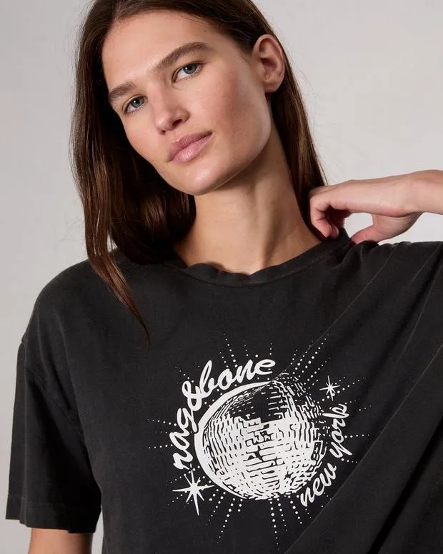 TShirts Women Rag and Bone Disco Boyfriend TShirt Black Multi