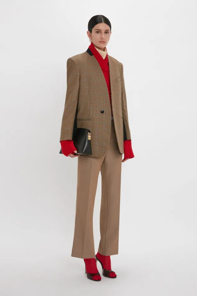 Tailoring Women Victoria Beckham Pocket Detail Collarless Jacket In Tobacco