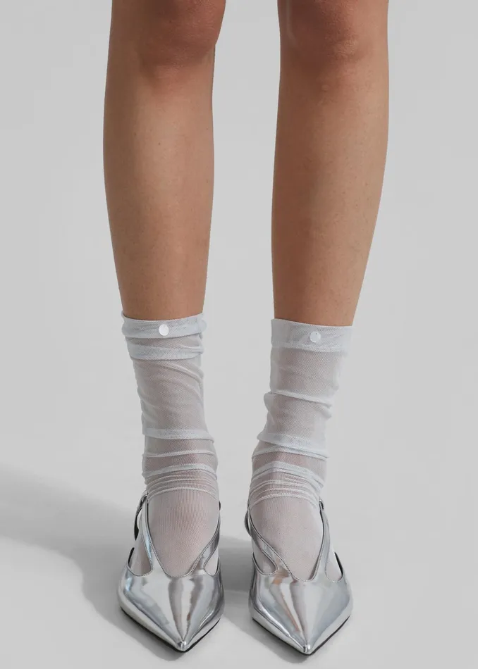The Frankie Shop Aylin Sheer Socks 8211 Ice 8211 Women