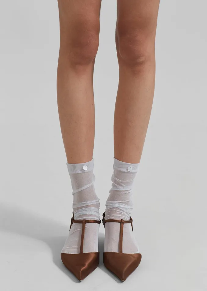 The Frankie Shop Aylin Sheer Socks 8211 Ice 8211 Women