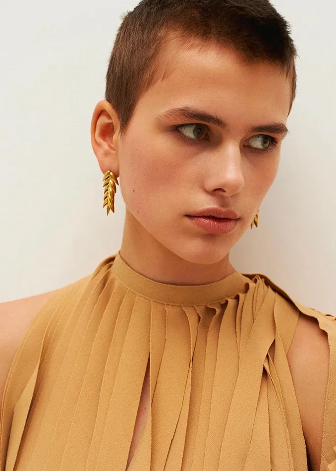 The Frankie Shop Bevza Spikelet Short Earrings 8211 Gold 8211 Women