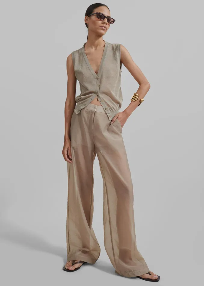 The Frankie Shop Bottoms Abra Sheer Trousers 8211 Beige 8211 Women