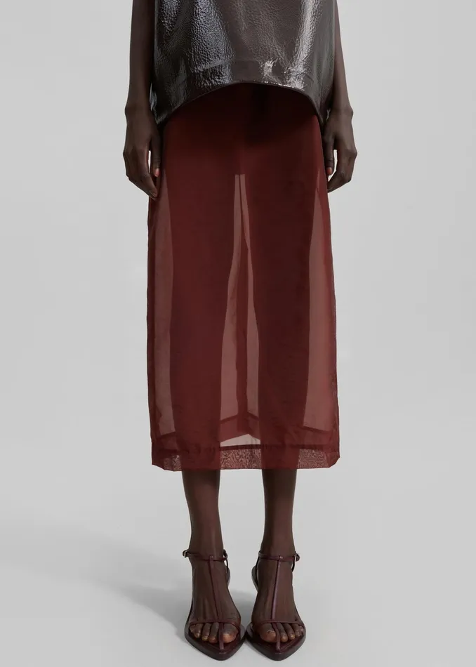 The Frankie Shop Bottoms Calliope Semi Sheer Midi Skirt 8211 Burgundy 8211 Women