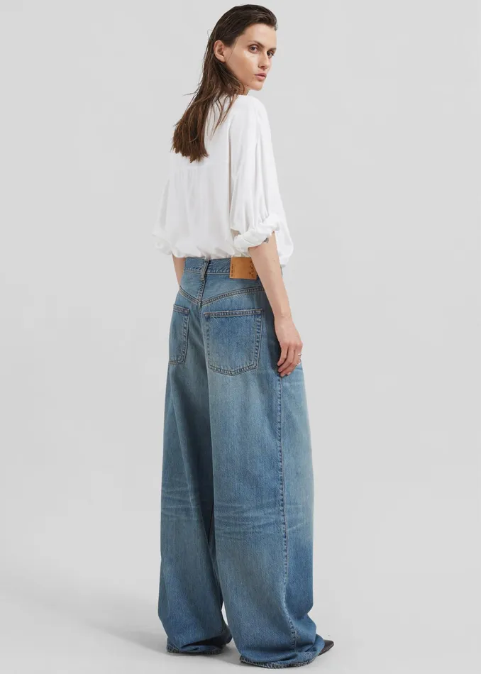 The Frankie Shop Bottoms Haikure Candy Pleated Wide Leg Jeans 8211 Blue Tencel 8211 Women