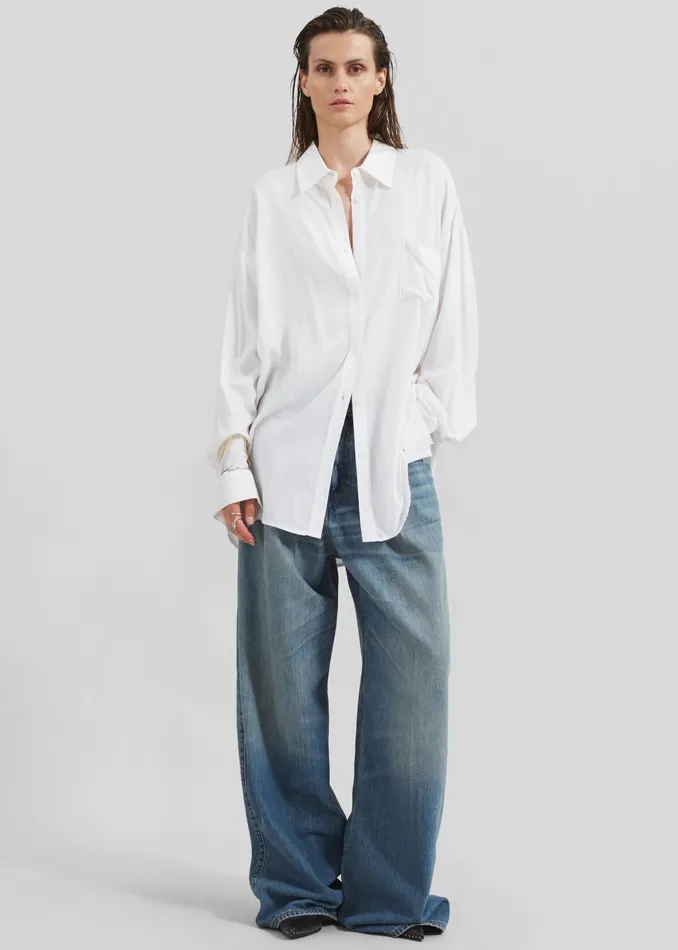The Frankie Shop Bottoms Haikure Candy Pleated Wide Leg Jeans 8211 Blue Tencel 8211 Women