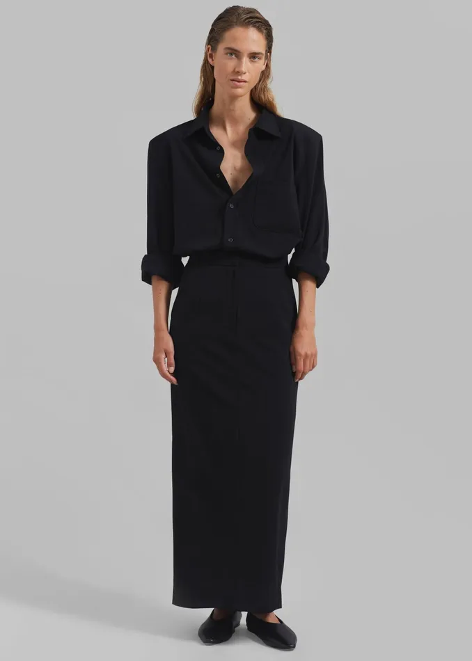 The Frankie Shop Bottoms Hollis Back Slit Skirt 8211 Black 8211 Women