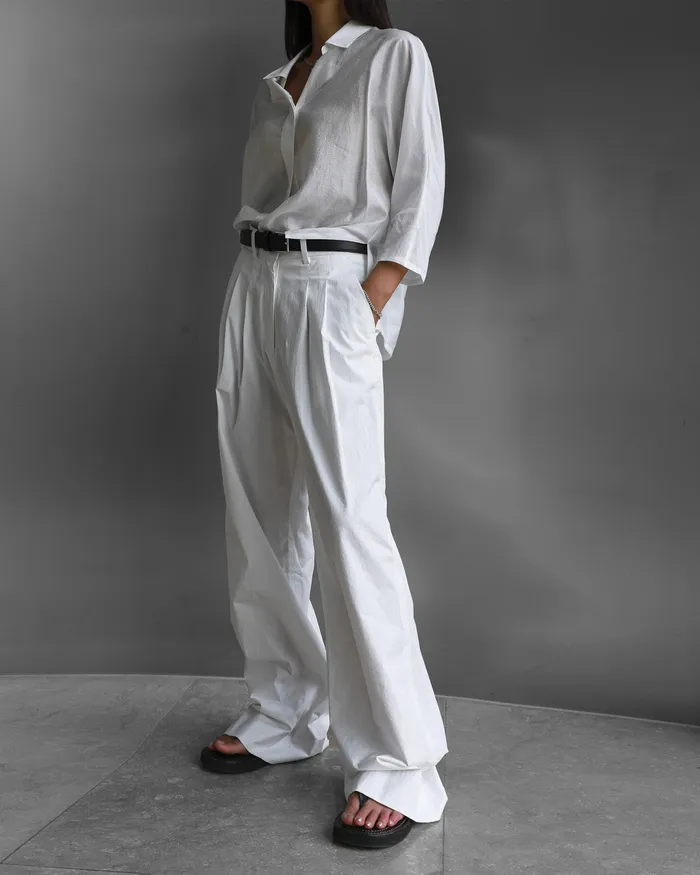 The Frankie Shop Bottoms Jayden Wide Pants 8211 White 8211 Women