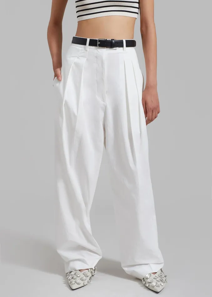 The Frankie Shop Bottoms Jayden Wide Pants 8211 White 8211 Women