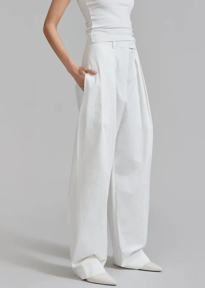The Frankie Shop Bottoms Jayden Wide Pants 8211 White 8211 Women