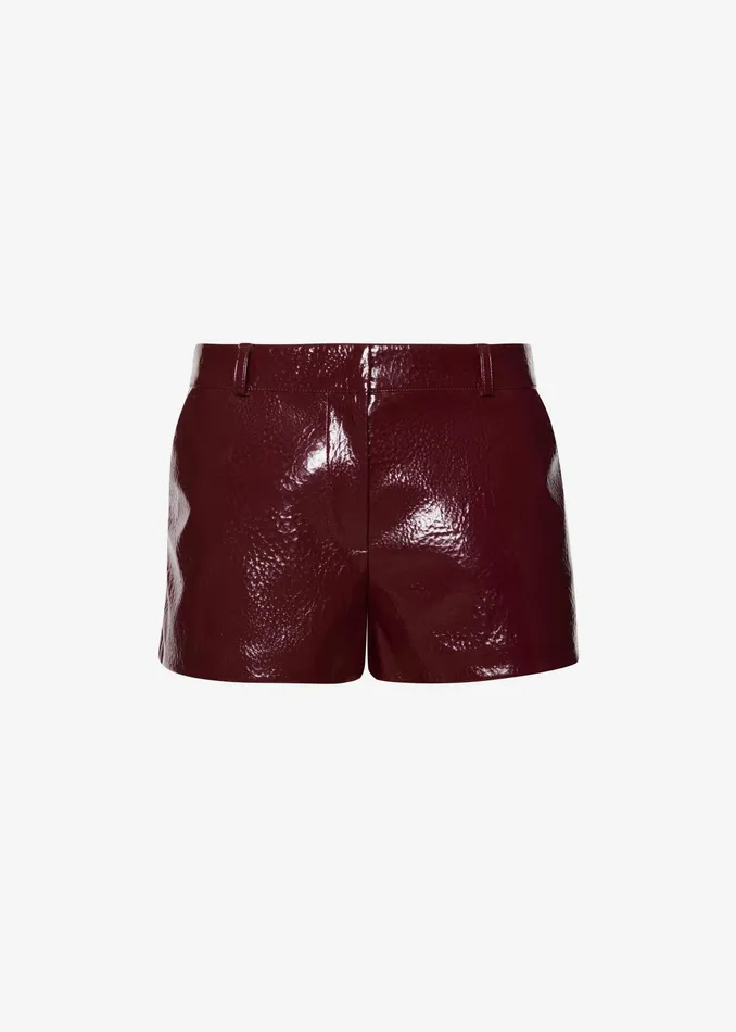 The Frankie Shop Bottoms Kate Crackled Faux Leather Mini Shorts 8211 Burgundy 8211 Women
