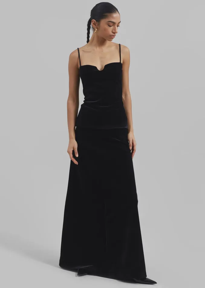 The Frankie Shop Bottoms Lucia Velvet Maxi Skirt 8211 Black 8211 Women