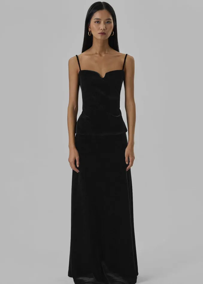 The Frankie Shop Bottoms Lucia Velvet Maxi Skirt 8211 Black 8211 Women