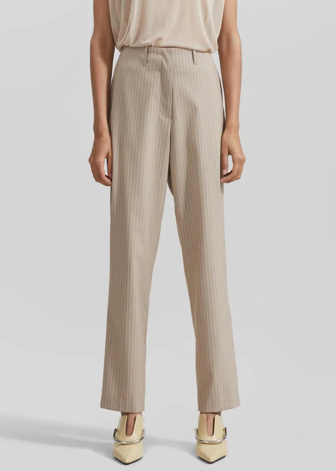 The Frankie Shop Bottoms Stasia Pants 8211 Beige Stripe 8211 Women