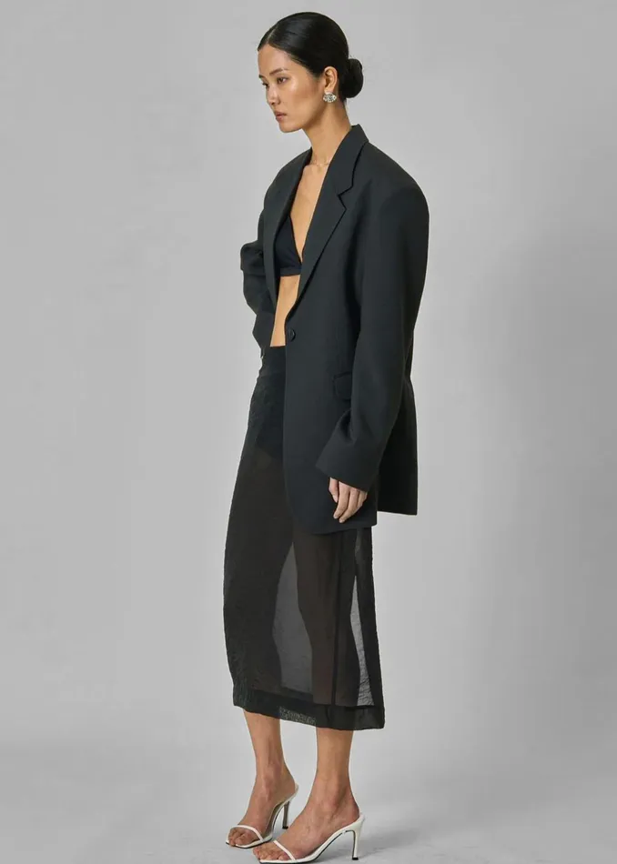 The Frankie Shop Bottoms Yara Sheer Midi Skirt 8211 Black 8211 Women