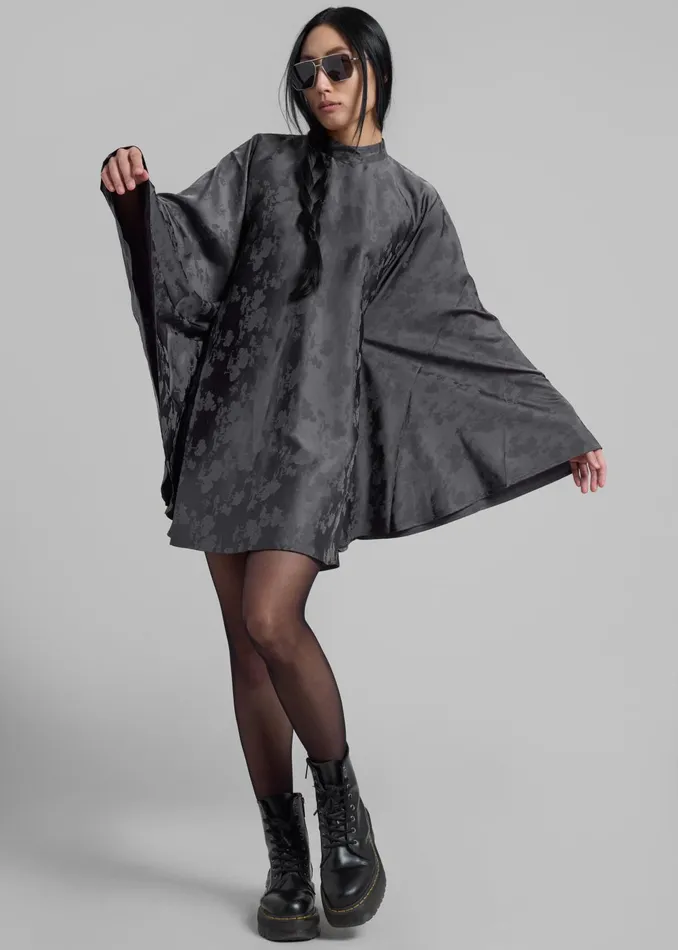 The Frankie Shop Dresses Rotate Bat Sleeve Mini Dress 8211 Gray Print 8211 Women